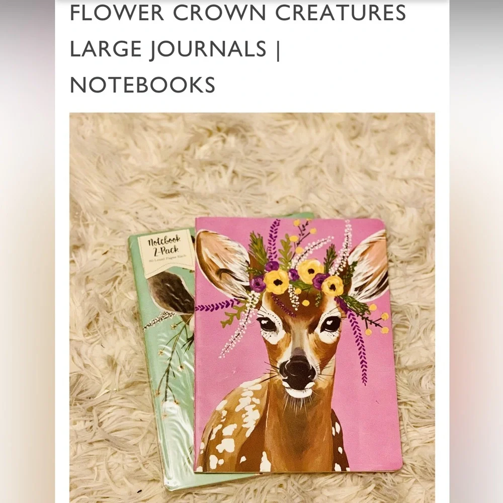 OCS Floral Crown Giraffe & Deer 2-Pack Notebooks (EBD03)